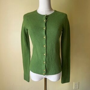 J.Crew XS Green Lambswool Angora Rabbit Hair Cardigan Sweater Vintage